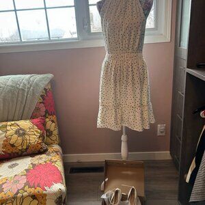 Dex  White Polka Dot dress and White elegant shoes and charm - bundle